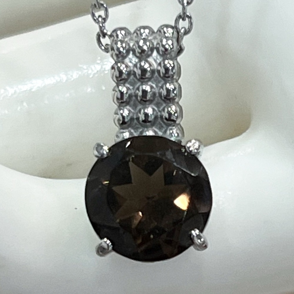 VALUE BUY Brazilian Smoky Quartz Silver Pendant 20” Necklace PRICE FIRM - Picture 5 of 13